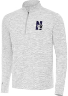 Antigua Northwestern Wildcats Mens Grey Cause Long Sleeve Qtr Zip Pullover