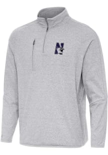 Antigua Northwestern Wildcats Mens Grey Certain Long Sleeve Qtr Zip Pullover