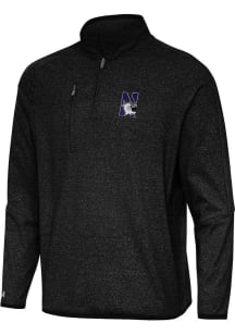 Antigua Northwestern Wildcats Mens Black Certain Long Sleeve Qtr Zip Pullover