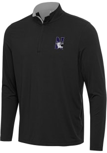 Antigua Northwestern Wildcats Mens Black Content Long Sleeve Qtr Zip Pullover