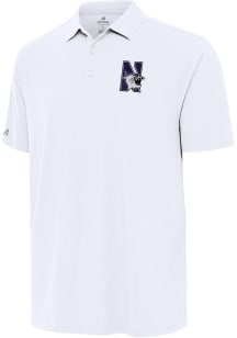 Antigua Northwestern Wildcats Mens White Era Short Sleeve Polo