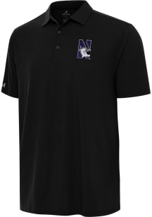 Antigua Northwestern Wildcats Mens Black Era Short Sleeve Polo