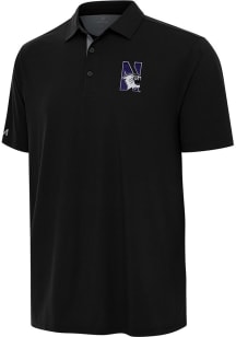 Antigua Northwestern Wildcats Mens Black Era Short Sleeve Polo