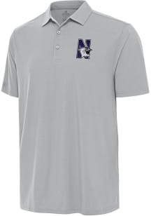 Antigua Northwestern Wildcats Mens Grey Era Short Sleeve Polo