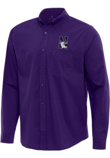 Antigua Northwestern Wildcats Mens Purple Flight Long Sleeve Dress Shirt