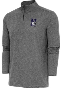 Antigua Northwestern Wildcats Mens Black Hunk Long Sleeve Qtr Zip Pullover