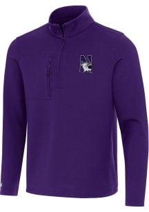 Antigua Northwestern Wildcats Mens Purple Insider Long Sleeve Qtr Zip Pullover