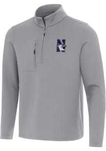 Antigua Northwestern Wildcats Mens Grey Insider Long Sleeve Qtr Zip Pullover