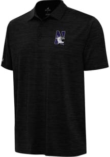 Antigua Northwestern Wildcats Mens Black Layout Short Sleeve Polo
