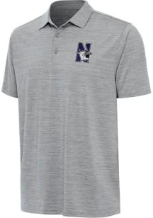 Antigua Northwestern Wildcats Mens Grey Layout Short Sleeve Polo