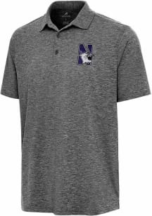 Antigua Northwestern Wildcats Mens Black Par 3 Short Sleeve Polo