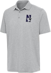 Antigua Northwestern Wildcats Mens Grey Par 3 Short Sleeve Polo