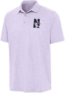 Antigua Northwestern Wildcats Mens Lavender Par 3 Short Sleeve Polo