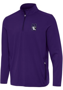 Antigua Northwestern Wildcats Mens Purple Perilous Long Sleeve Qtr Zip Pullover