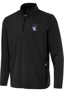 Antigua Northwestern Wildcats Mens Black Perilous Long Sleeve Qtr Zip Pullover