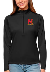 Antigua Maryland Terrapins Womens Black Tribute Qtr Zip Pullover