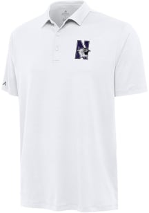Antigua Northwestern Wildcats Mens White Reprocess Recycled Short Sleeve Polo