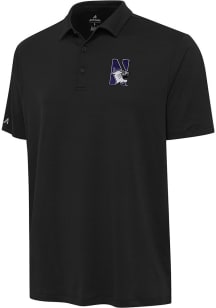 Antigua Northwestern Wildcats Mens Black Reprocess Recycled Short Sleeve Polo