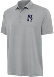 Antigua Northwestern Wildcats Mens Grey Reprocess Recycled Short Sleeve Polo