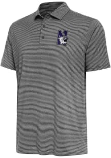 Antigua Northwestern Wildcats Mens Black Scheme Short Sleeve Polo