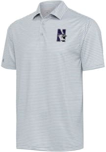 Antigua Northwestern Wildcats Mens Grey Skills Short Sleeve Polo