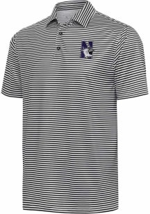 Antigua Northwestern Wildcats Mens Black Skills Short Sleeve Polo