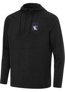 Antigua Northwestern Wildcats Mens Black Spikes Long Sleeve Qtr Zip Pullover