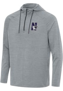 Antigua Northwestern Wildcats Mens Grey Spikes Long Sleeve Qtr Zip Pullover