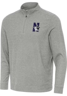 Antigua Northwestern Wildcats Mens Grey Subtle Long Sleeve Qtr Zip Pullover