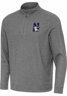 Antigua Northwestern Wildcats Mens Black Subtle Long Sleeve Qtr Zip Pullover