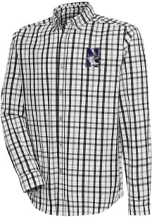 Antigua Northwestern Wildcats Mens Black Tending Long Sleeve Dress Shirt