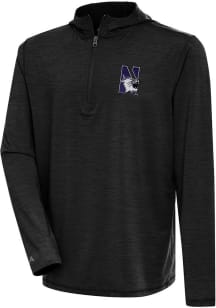Antigua Northwestern Wildcats Mens Black Tidy Long Sleeve Qtr Zip Pullover