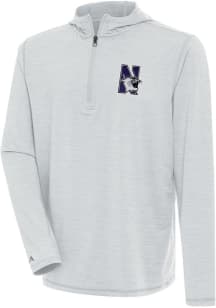 Antigua Northwestern Wildcats Mens Grey Tidy Long Sleeve Qtr Zip Pullover