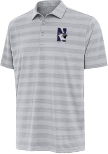 Antigua Northwestern Wildcats Mens Grey Tunnel Short Sleeve Polo