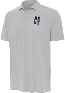 Antigua Northwestern Wildcats Mens Grey Twine Short Sleeve Polo