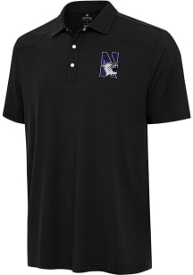 Antigua Northwestern Wildcats Mens Black Western Short Sleeve Polo
