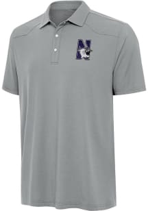 Antigua Northwestern Wildcats Mens Grey Western Short Sleeve Polo