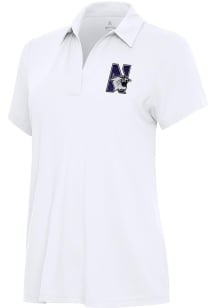 Antigua Northwestern Wildcats Womens White Era Short Sleeve Polo Shirt