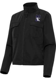 Antigua Northwestern Wildcats Womens Black Even Par Light Weight Jacket
