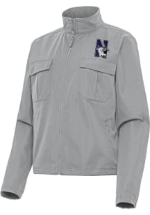 Antigua Northwestern Wildcats Womens Grey Even Par Light Weight Jacket