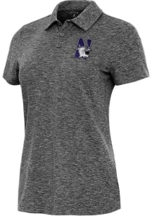 Antigua Northwestern Wildcats Womens Black Matter Short Sleeve Polo Shirt
