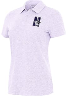 Antigua Northwestern Wildcats Womens Lavender Matter Short Sleeve Polo Shirt