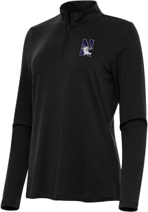 Antigua Northwestern Wildcats Womens Black Reprocess Recycled Qtr Zip