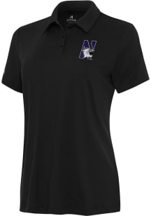 Antigua Northwestern Wildcats Womens Black Reprocess Recycled Short Sleeve Polo Shirt