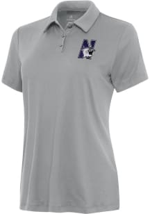 Antigua Northwestern Wildcats Womens Grey Reprocess Recycled Short Sleeve Polo Shirt