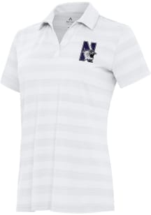 Antigua Northwestern Wildcats Womens White Tunnel Short Sleeve Polo Shirt