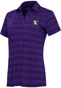 Antigua Northwestern Wildcats Womens Purple Tunnel Short Sleeve Polo Shirt
