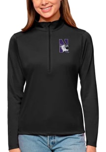 Antigua Northwestern Wildcats Womens Black Tribute Qtr Zip Pullover
