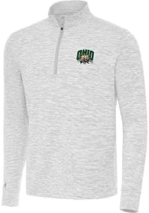Antigua Ohio Bobcats Mens Grey Cause Long Sleeve Qtr Zip Pullover
