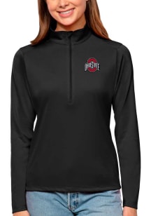 Antigua Ohio State Buckeyes Womens Black Tribute Qtr Zip